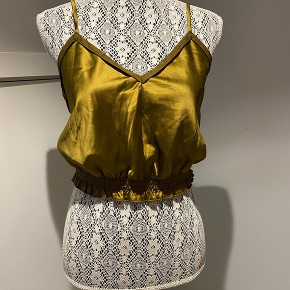 ZARA silk crop tank size L ochre / green - Picture 3 of 3